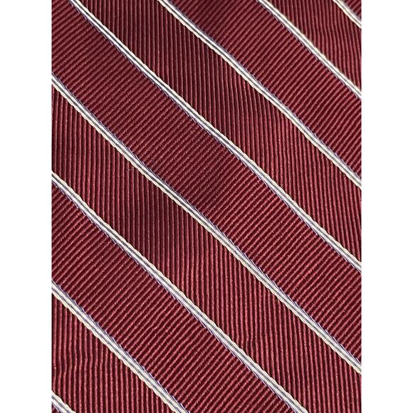Jos. A. Bank Executive Collection Repp Hand Made Burgundy White Blue 100% Silk - Picture 9 of 9